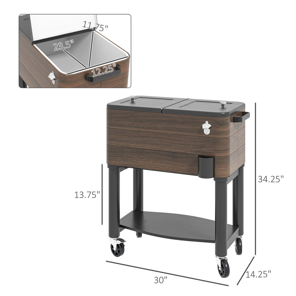Outsunny Outdoor Cooler Cart, Rolling Beverage Ice Chest