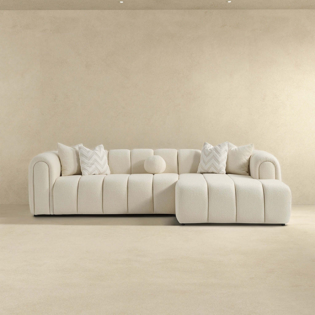 Beatrice - Modern Tufted Right Sectional Sofa - Ivory