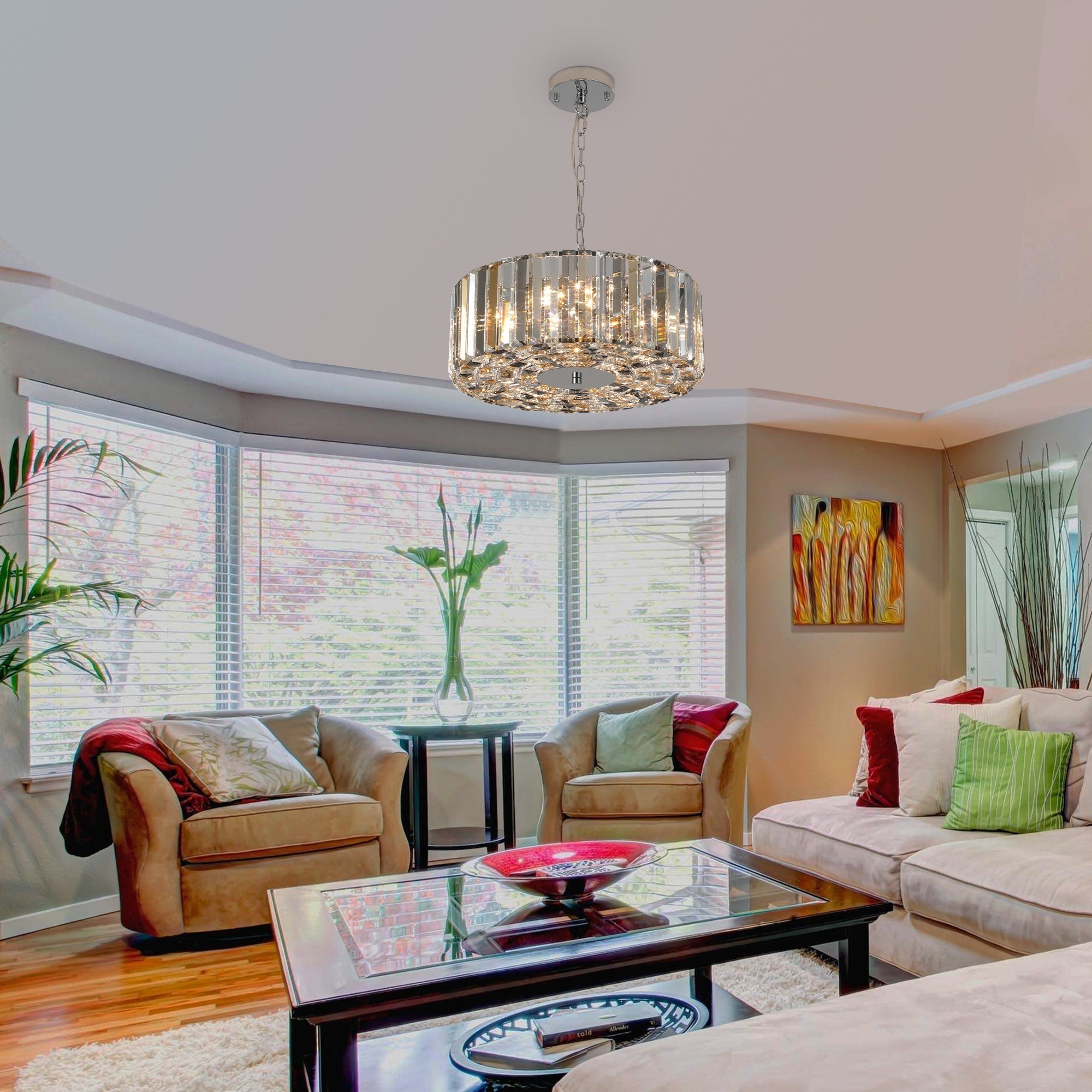 17' Chrome Crystal Pendant Chandelier