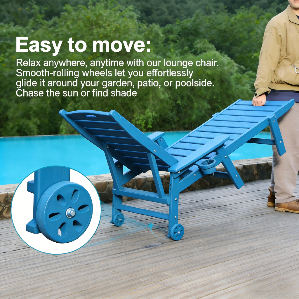 HDPE Chaise Lounge Chair Outdoor with Adjustable Backrest