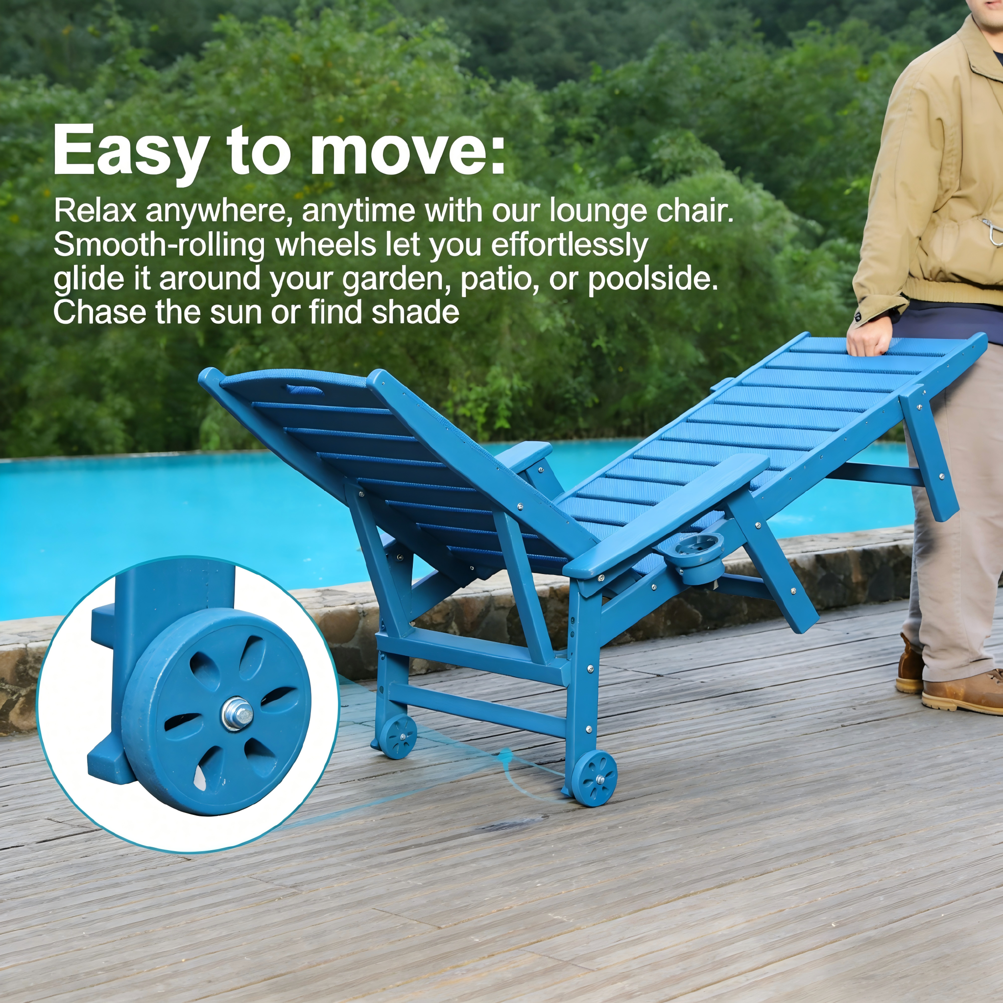HDPE Chaise Lounge Chair Outdoor with Adjustable Backrest