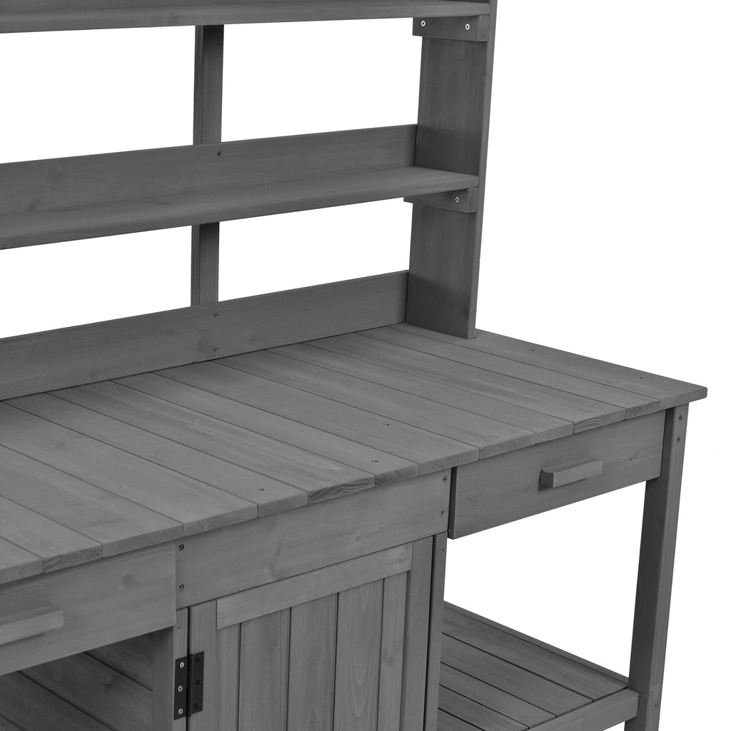 Topmax 66'' Large Outdoor Farmhouse Wooden Potting Bench Table