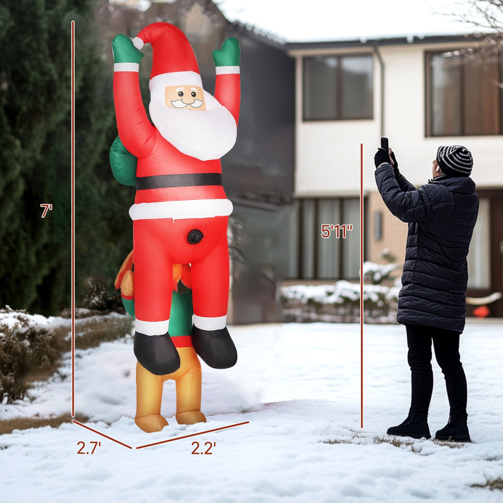 7ft Hanging Christmas Inflatable Santa with Dog