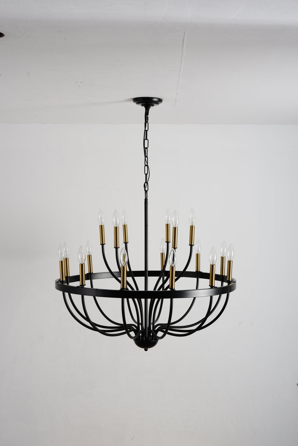 15-Light Industrial Iron Candle Chandelier Modern Farmhouse Pendant Light