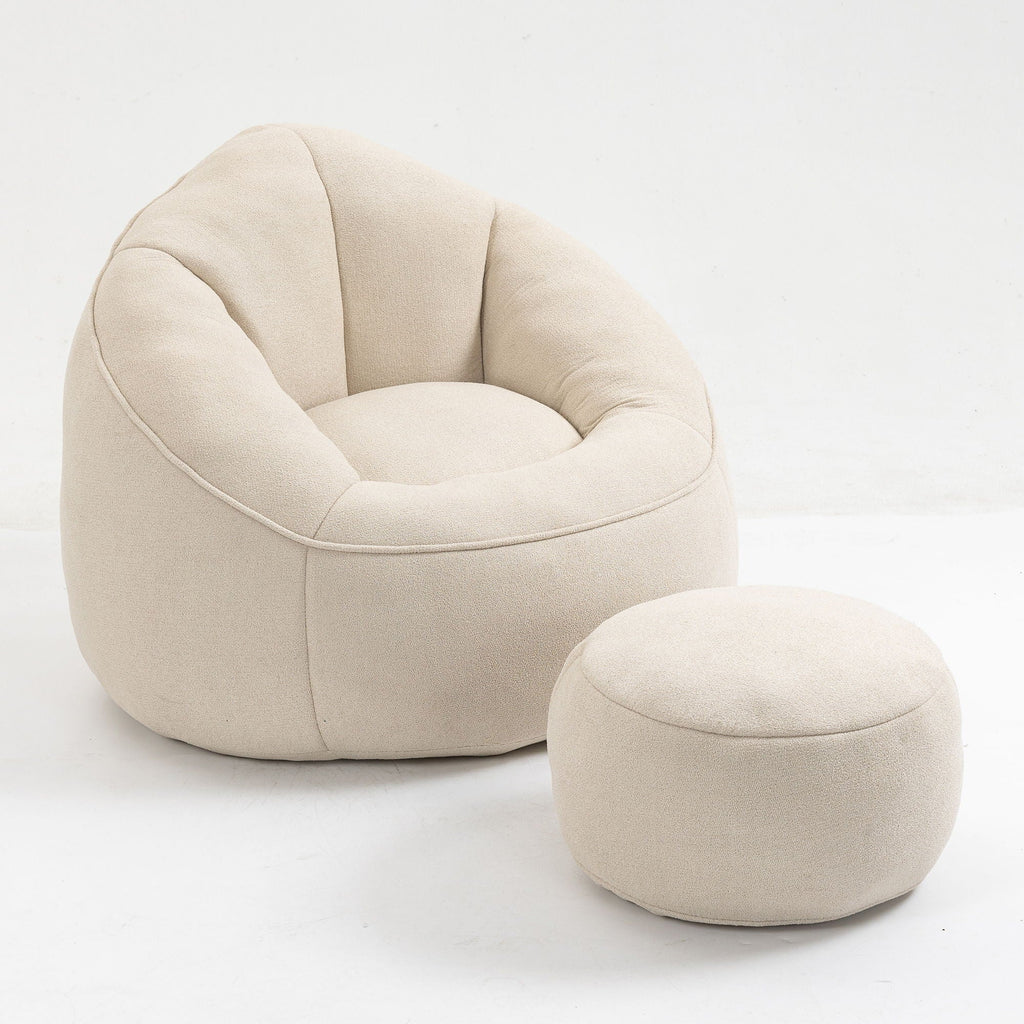 Bedding Bean Bag Sofa Chair High Pressure Foam With Footrest