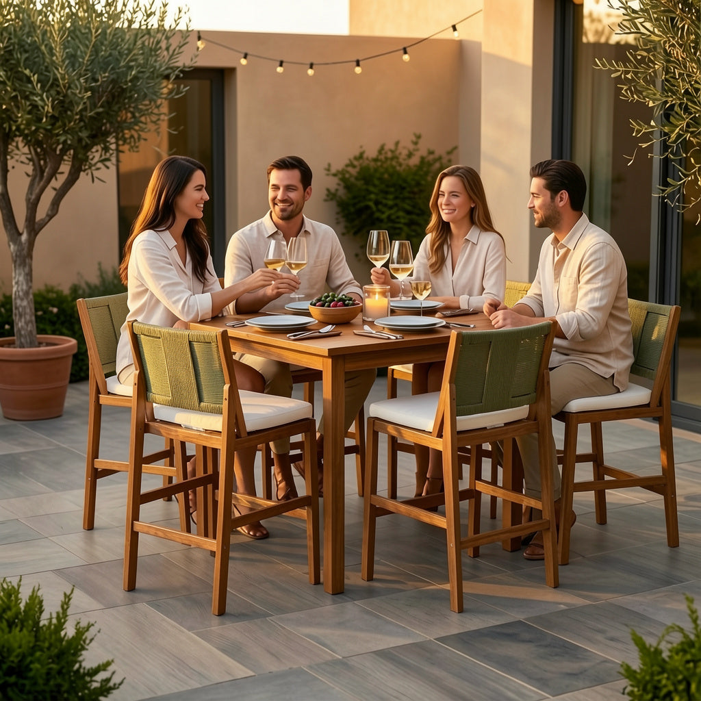 4 Pieces Arly Green Outdoor Bar Stool Set