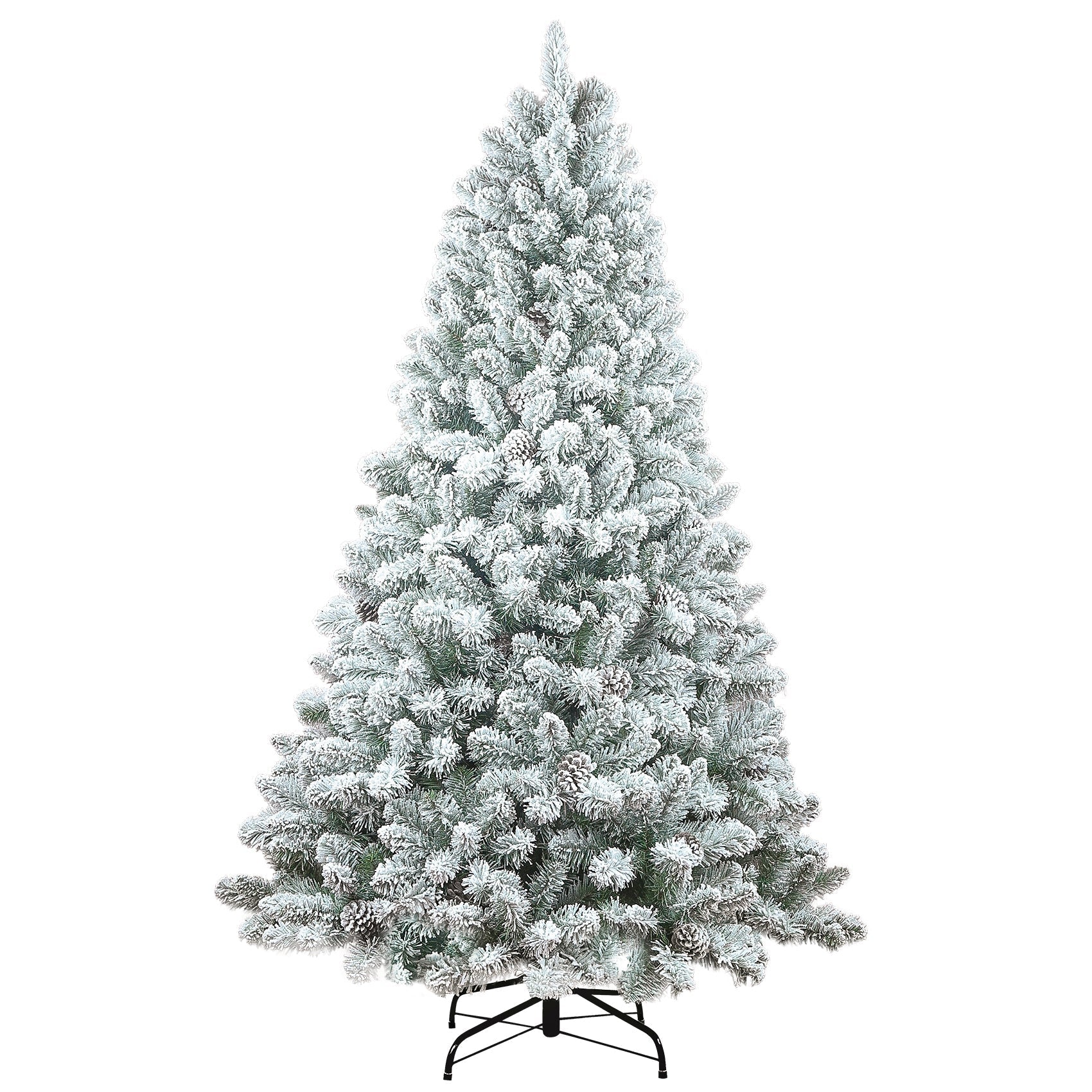 4FT Flocked Christmas Tree with Pine Cones and Snowy PVC Design