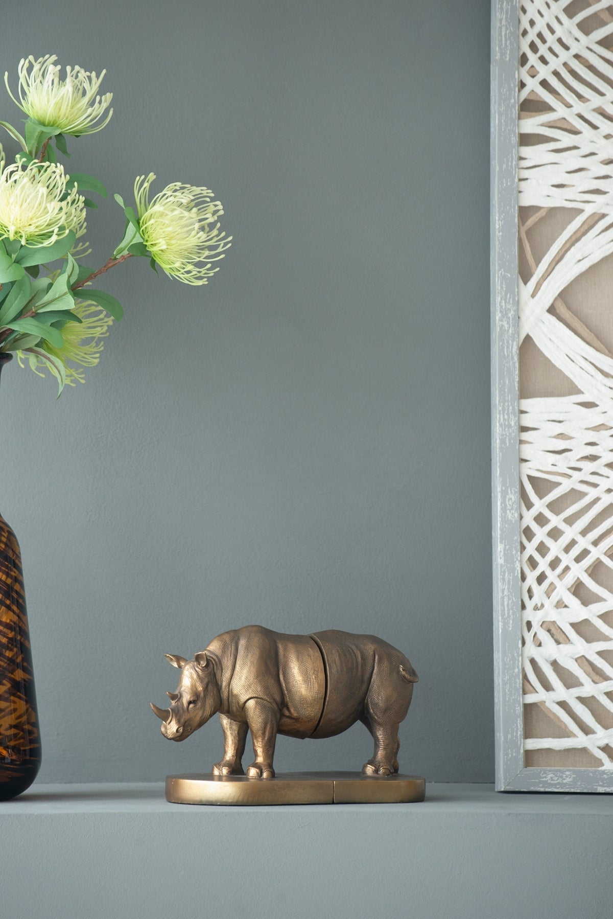Set of 2 Rhino Bronze Bookends