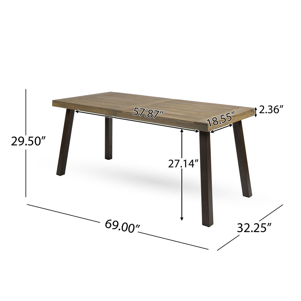 Acacia Wood Dining Table with Slat Design
