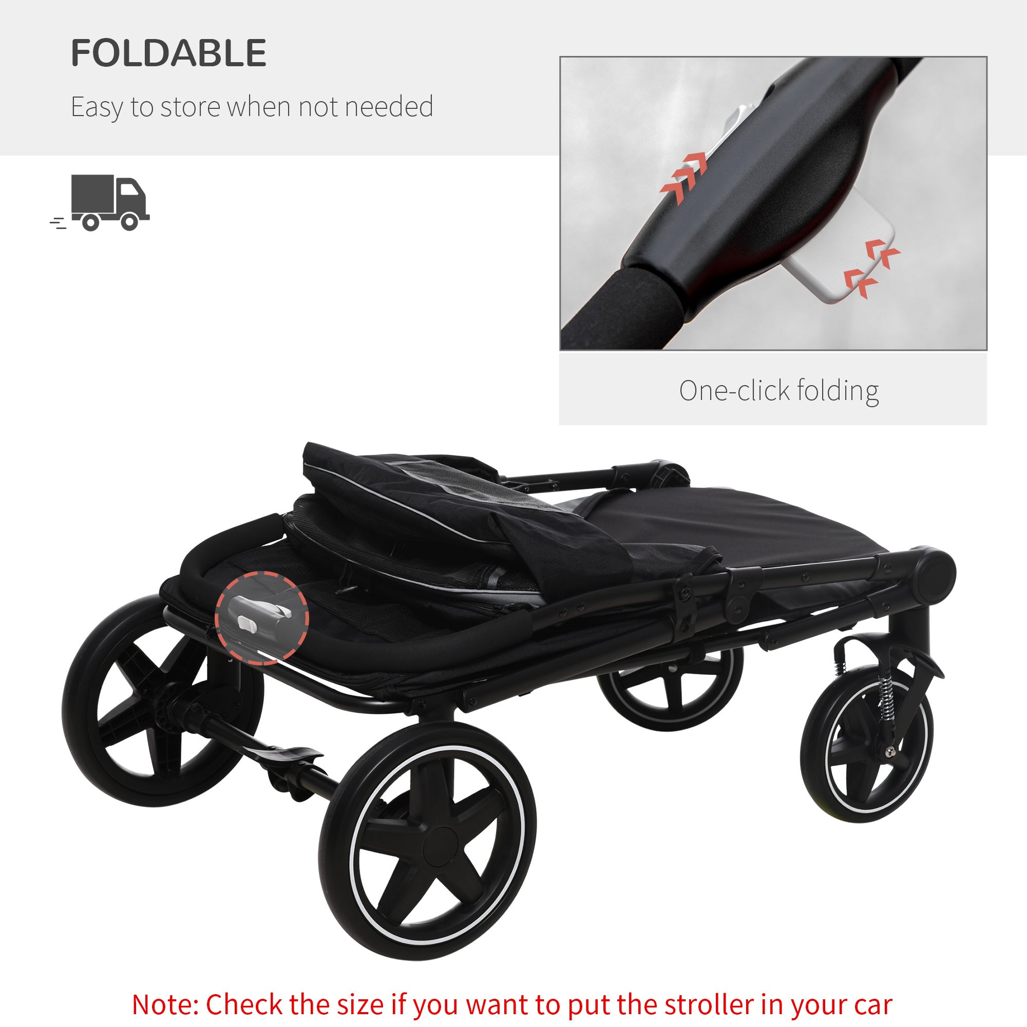 PawHut Foldable Doggy Stroller for Medium Large Dogs and Cats