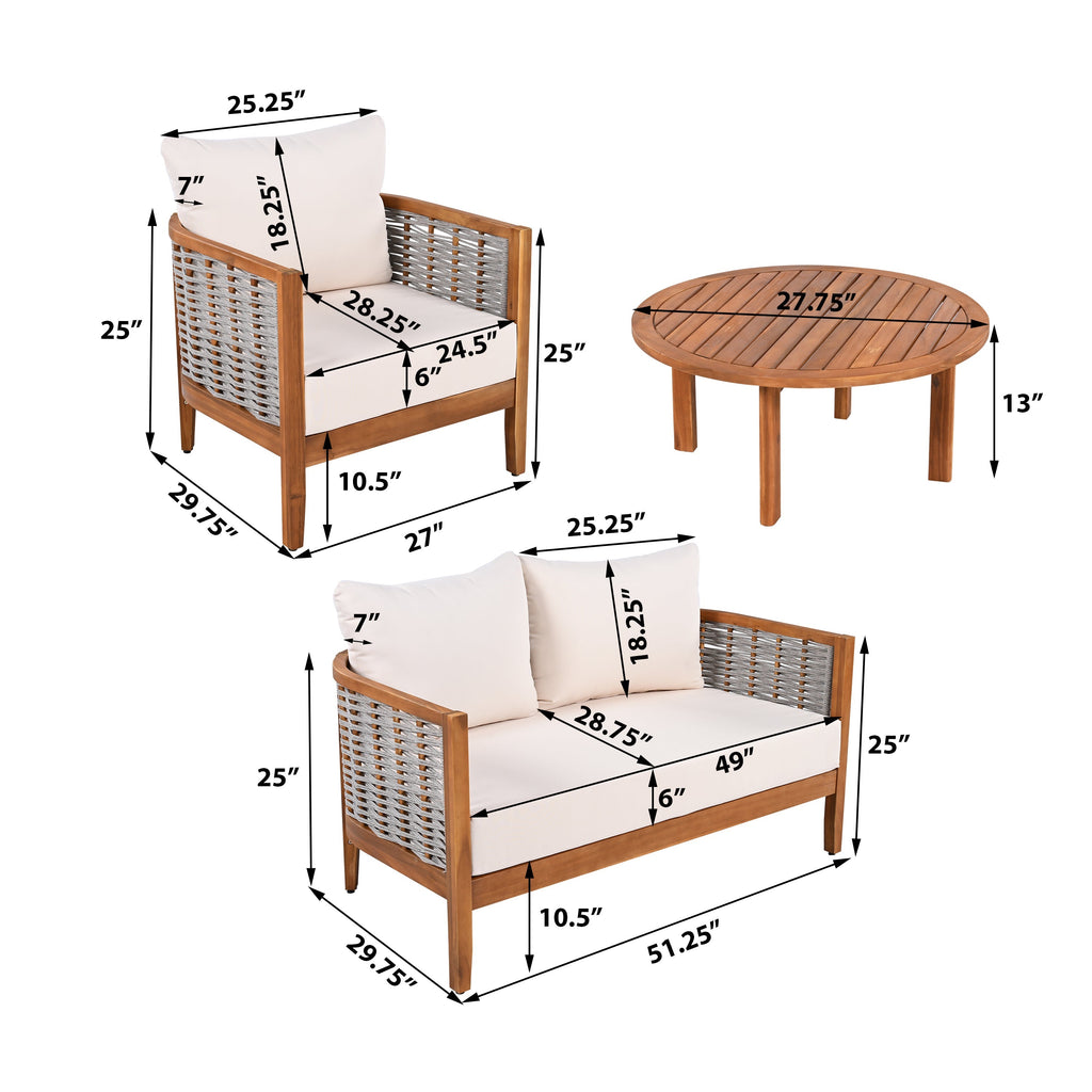 Outdoor Unique Tub Design 4-Seat Sofa Set with Woven Rope