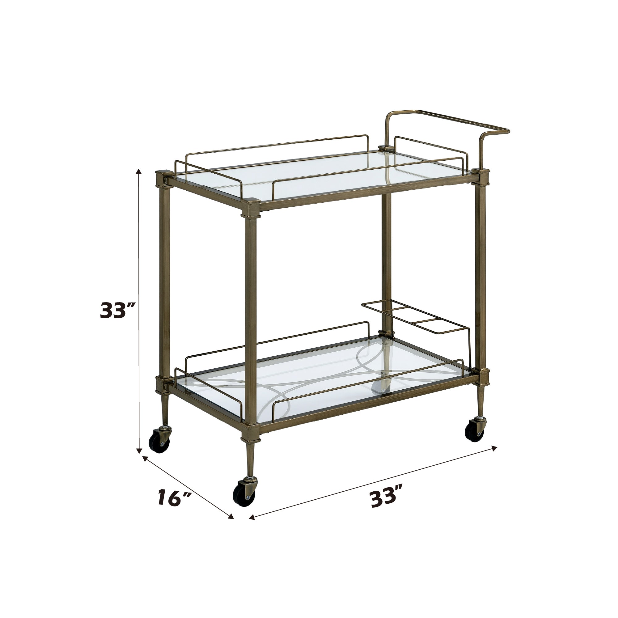 Aditya Mirrored & Antique Brass Finish Serving Cart
