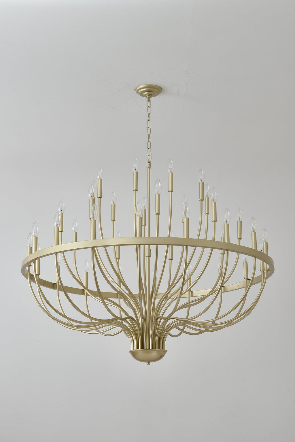 36-Light Gold Industrial Iron Candle Chandelier