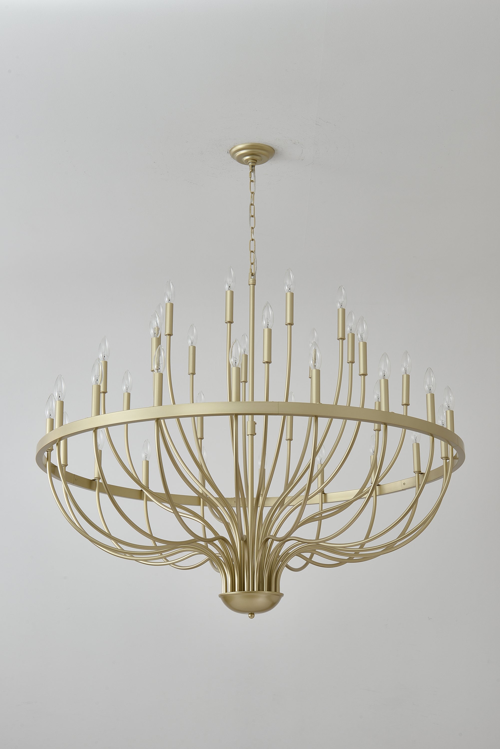 36-Light Gold Industrial Iron Candle Chandelier