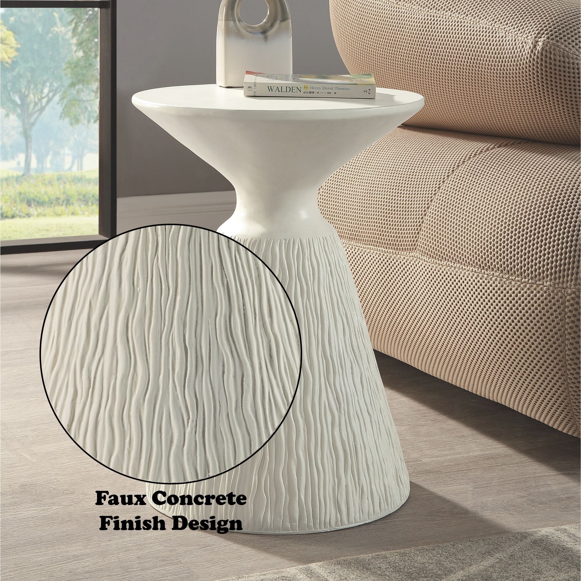 Duane Fiber Concrete Accent Table - White