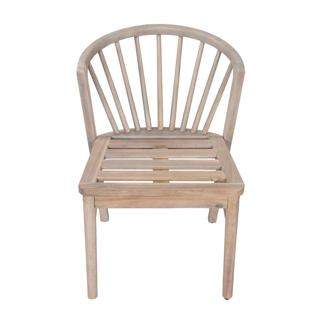 Outdoor Dining Chairs Set of 2 with Acacia Wood and Cream Washable Cushions