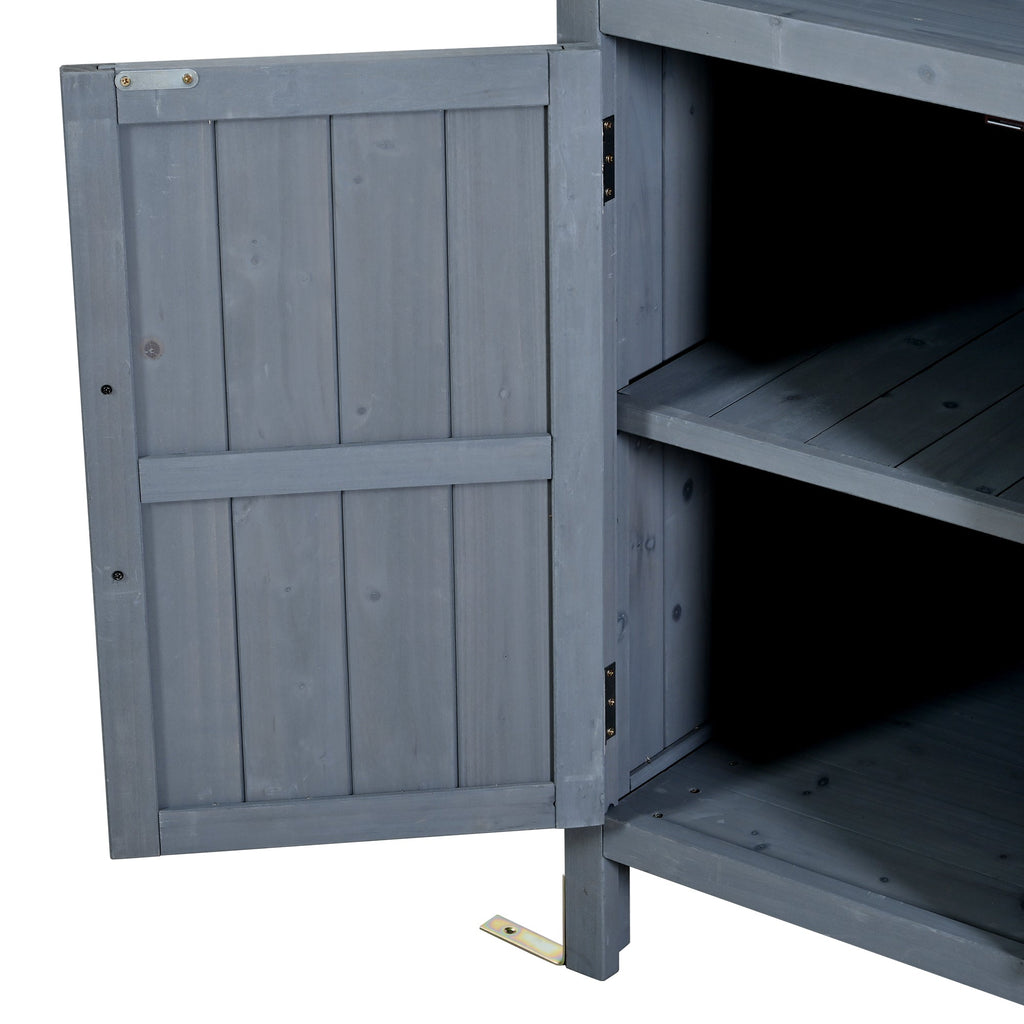 TOPMAX Large Fir Wood Potting Bench with Hutch and Storage