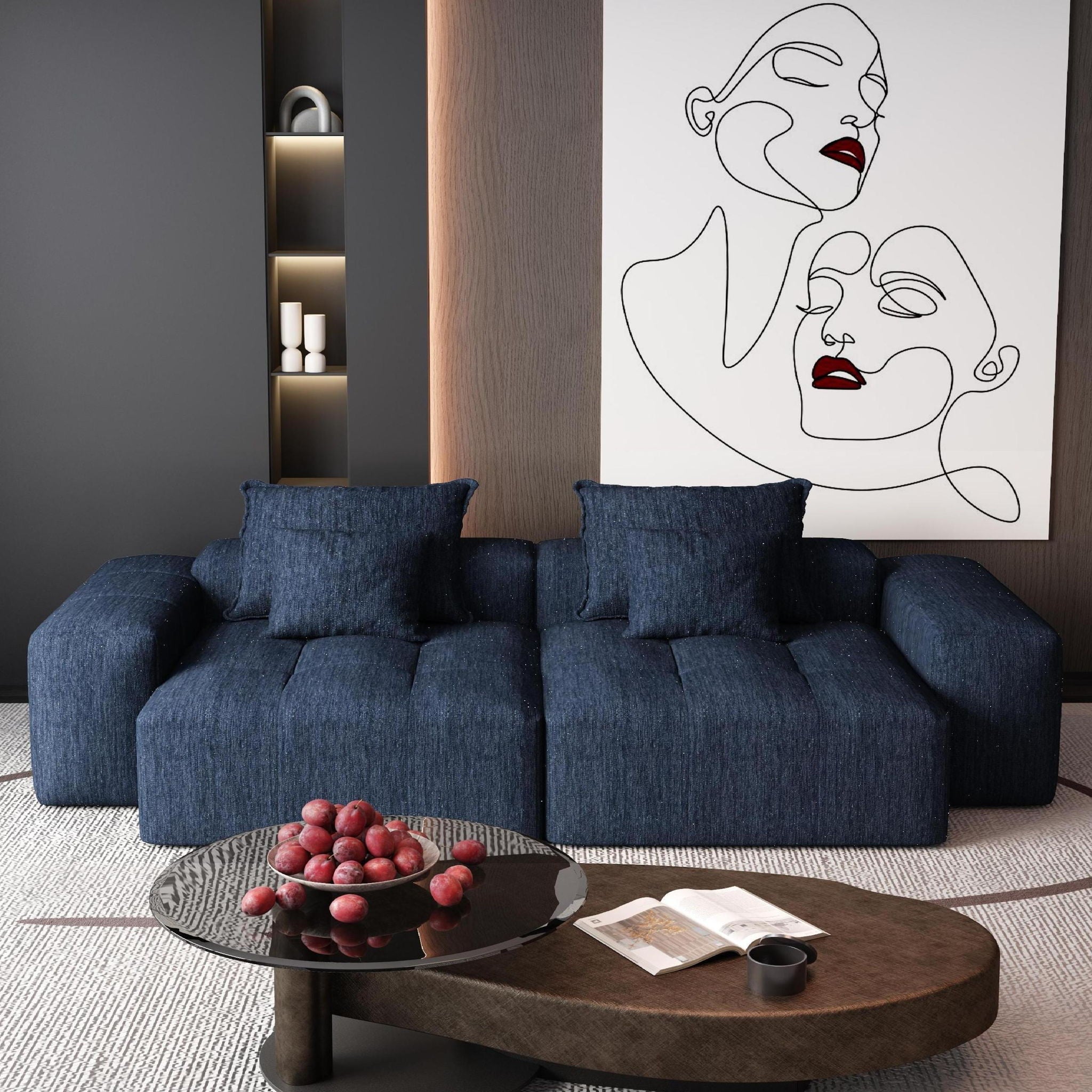 Modern Oversized DIY Combination Modular Sectional Sofa With Pillows