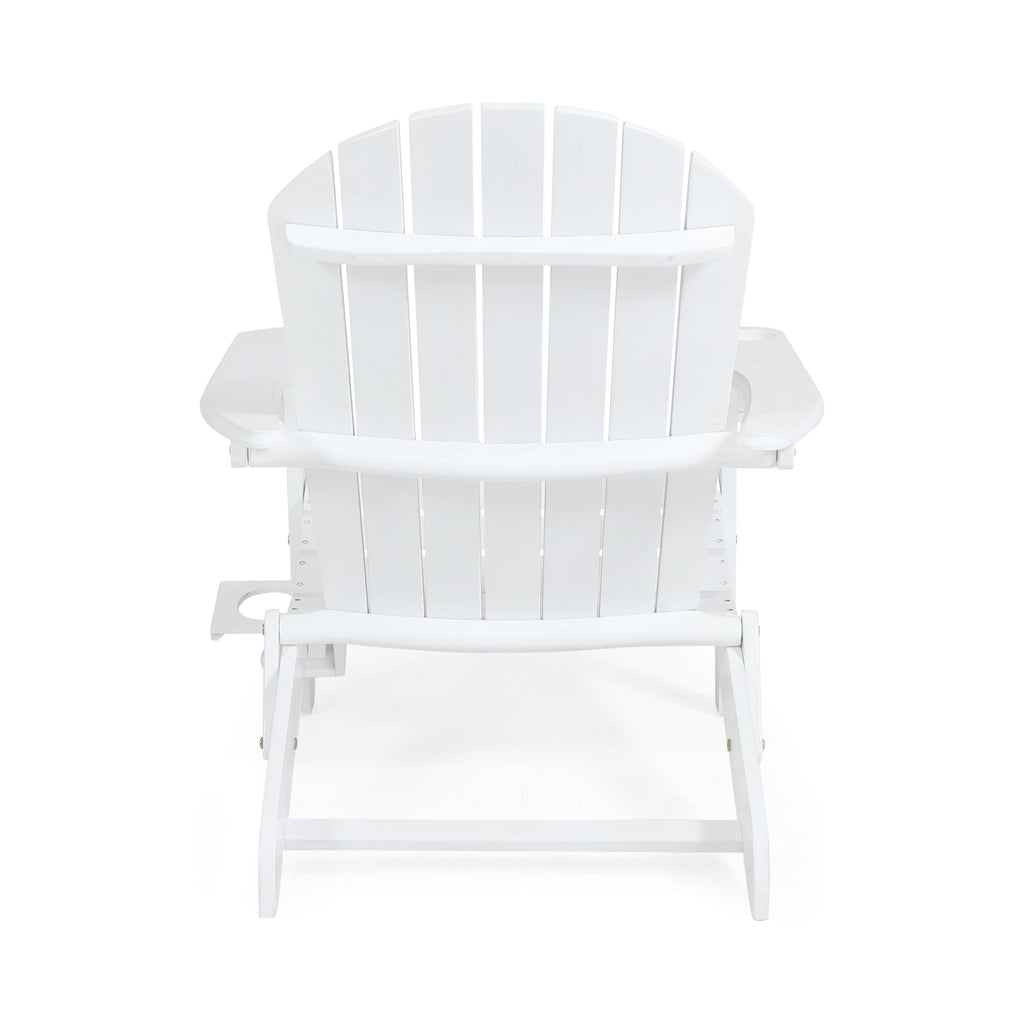 Zenithia Outdoor Foldable Adirondack Chair with 2 Cup Holders, White