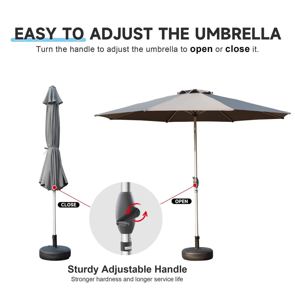 9FT Patio Umbrella, Outdoor Table Umbrella with Push Button Tilt and Crank, UV Protection Waterproof Market Sun Umbrella