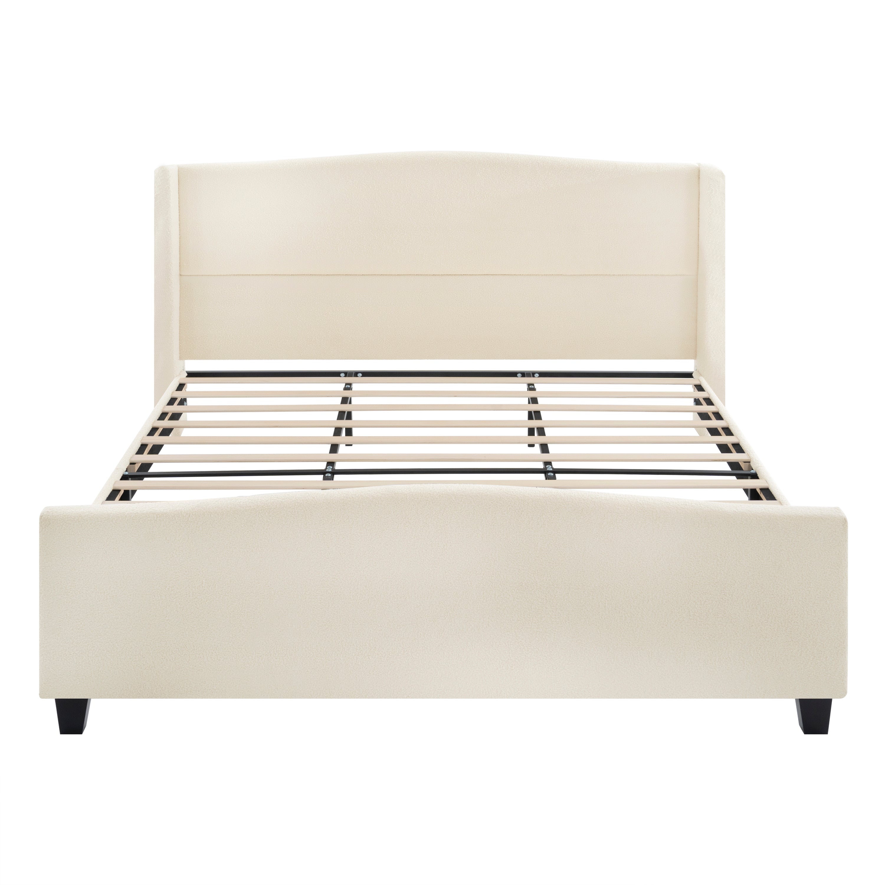 King Size Bed Frame with Upholstered Teddy Velvet Headboard