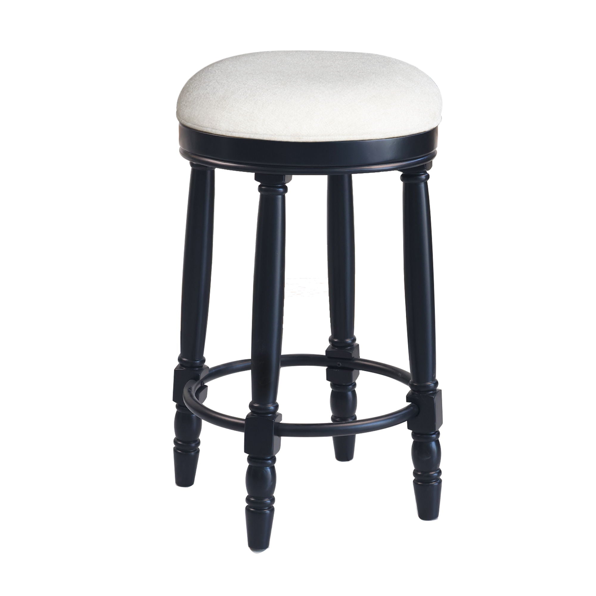 360° Swivel Wooden Barstools With Upholstered Seat, Counter Height (Set of 2)