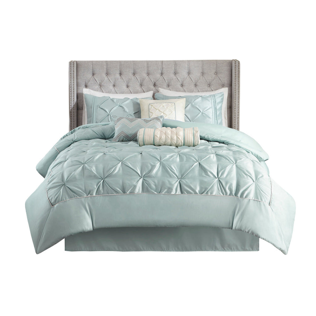 7 Piece Tufted Comforter Set Seafoam King