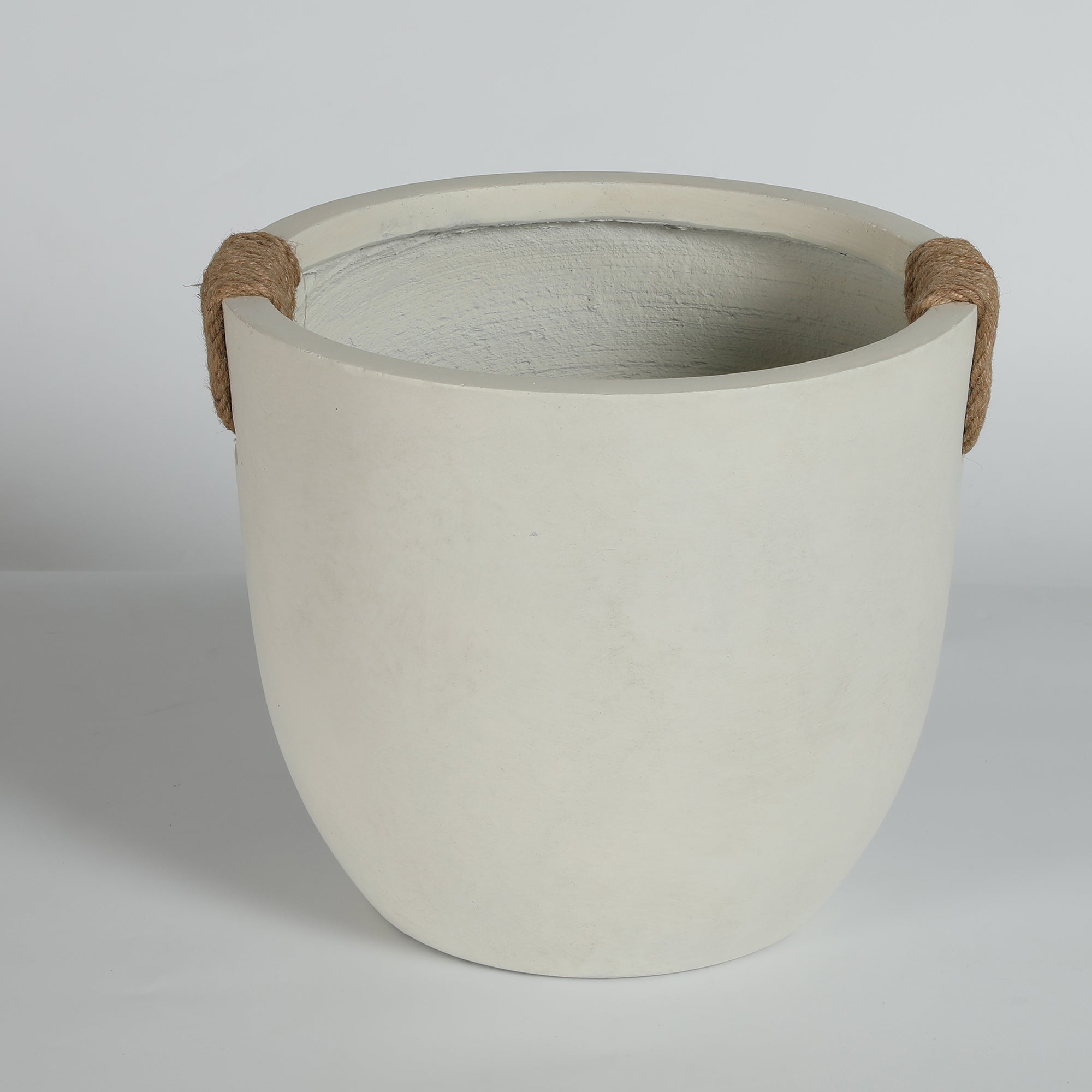 Round Concrete Planter Set of 2, Large Handmade Off White Pots