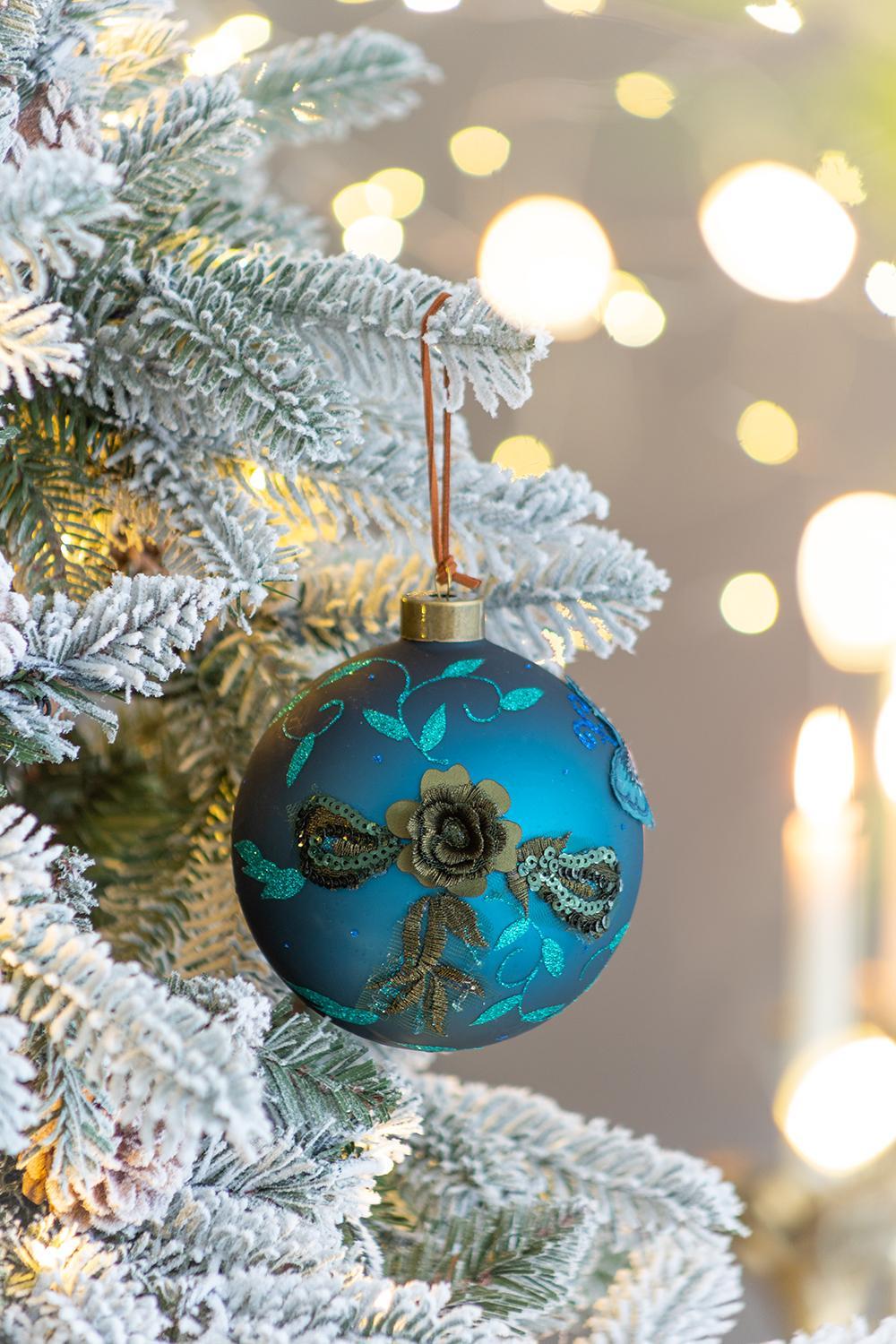 Christmas Ball Ornaments Glass Decorative Hanging Balls Light Blue