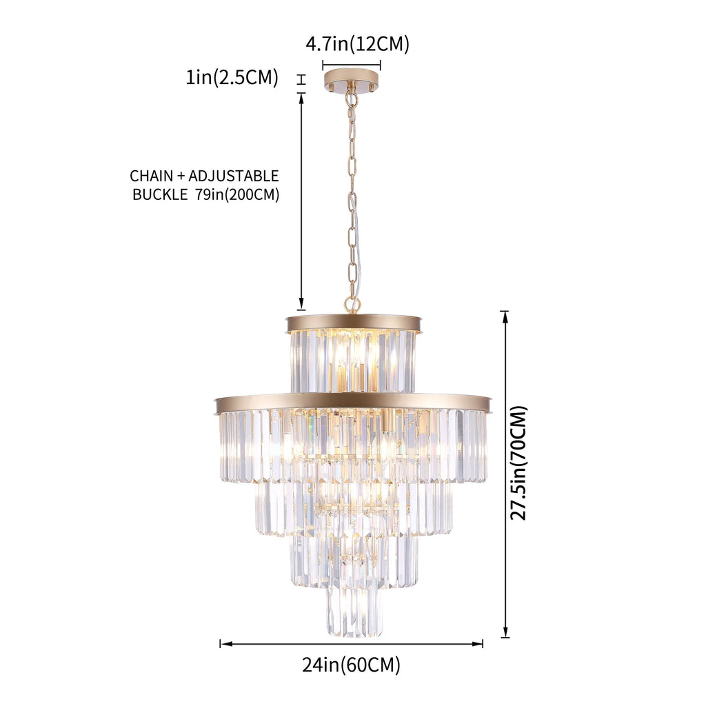 Golden Luxury Crystal Chandelier 23.6 Inch