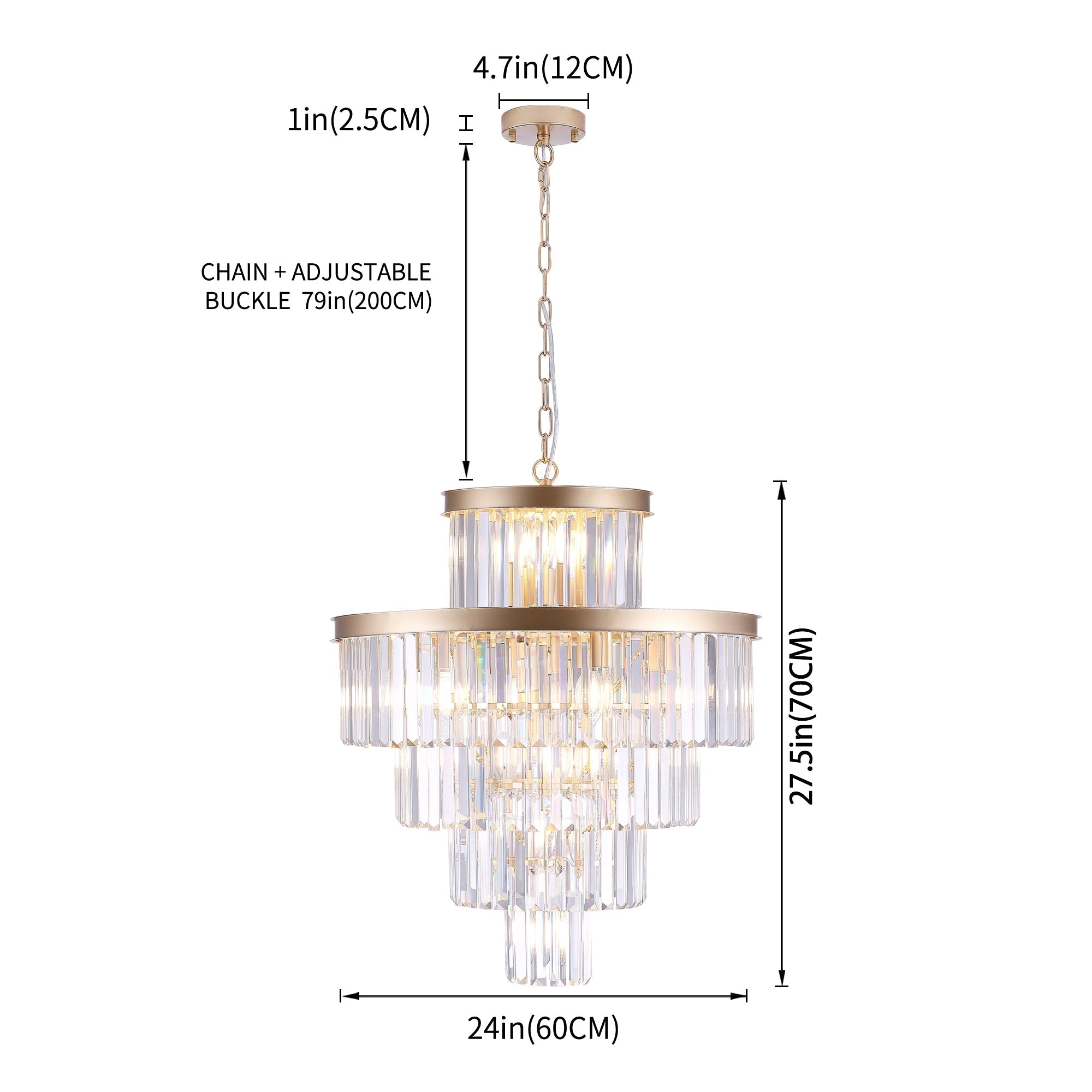 Golden Luxury Crystal Chandelier 23.6 Inch
