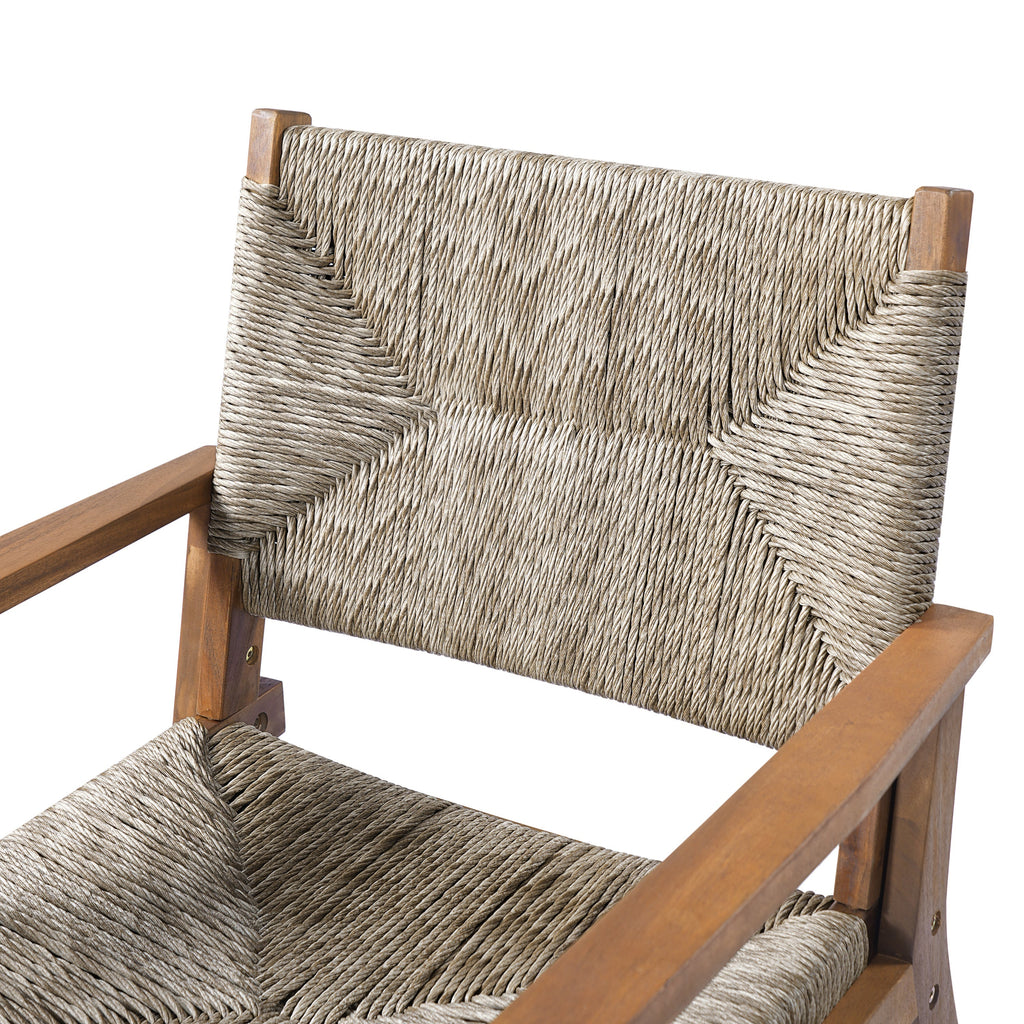 Durable Outdoor Dining Chair Set with Acacia Wood Frame and Wicker Seat