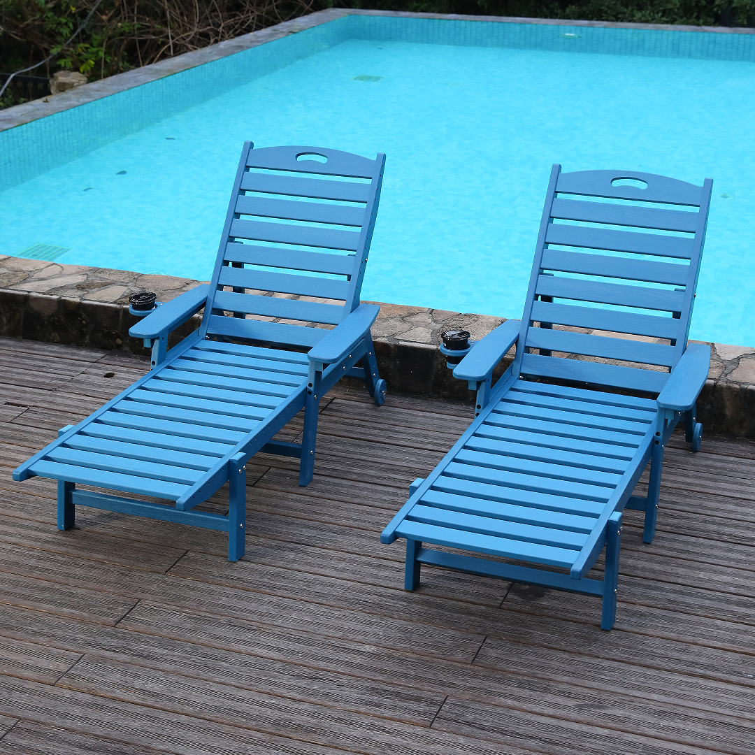 HDPE Chaise Lounge Chair Outdoor with Adjustable Backrest
