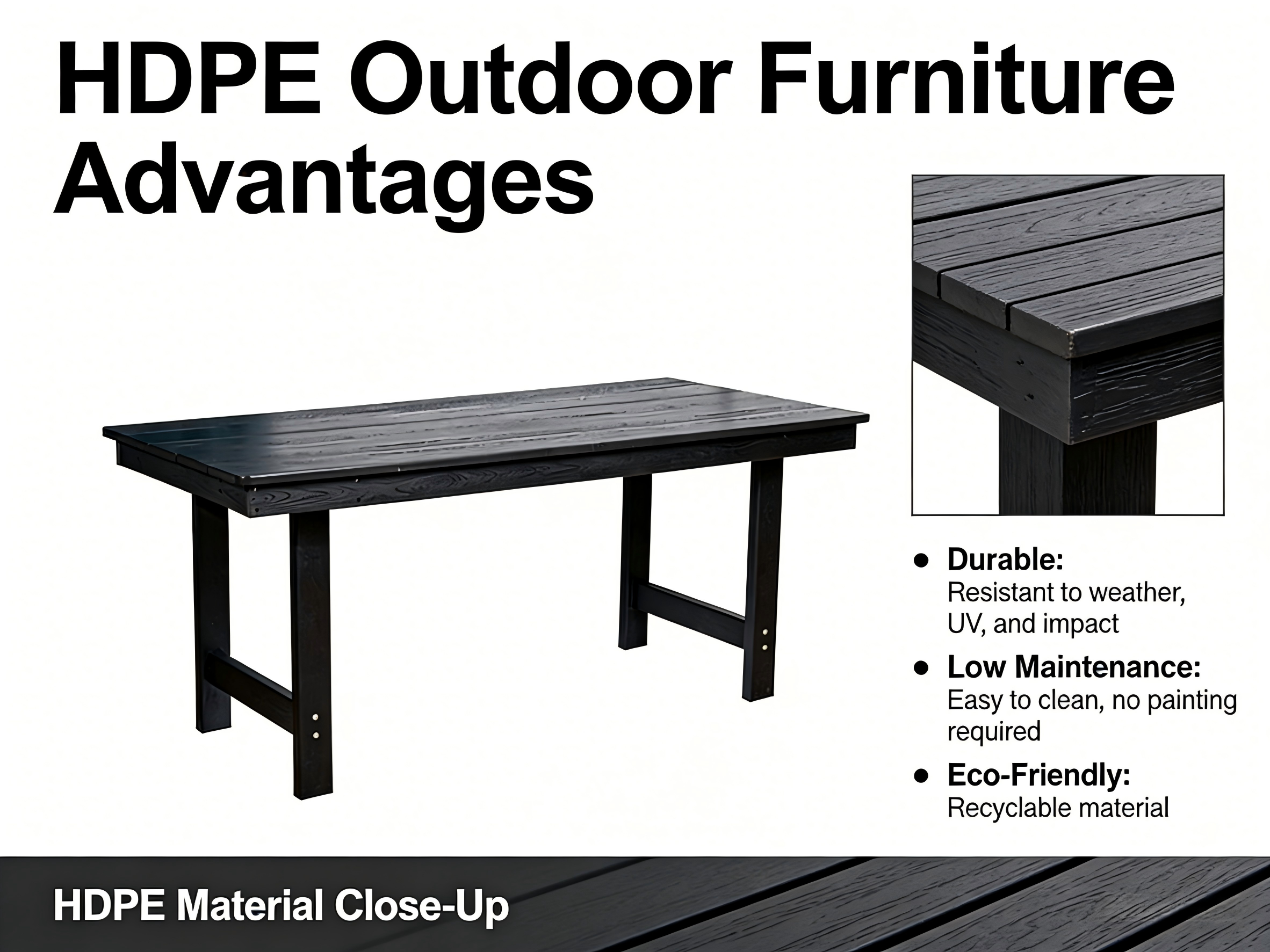 HDPE Outdoor Patio Dining Set with 6 Chairs