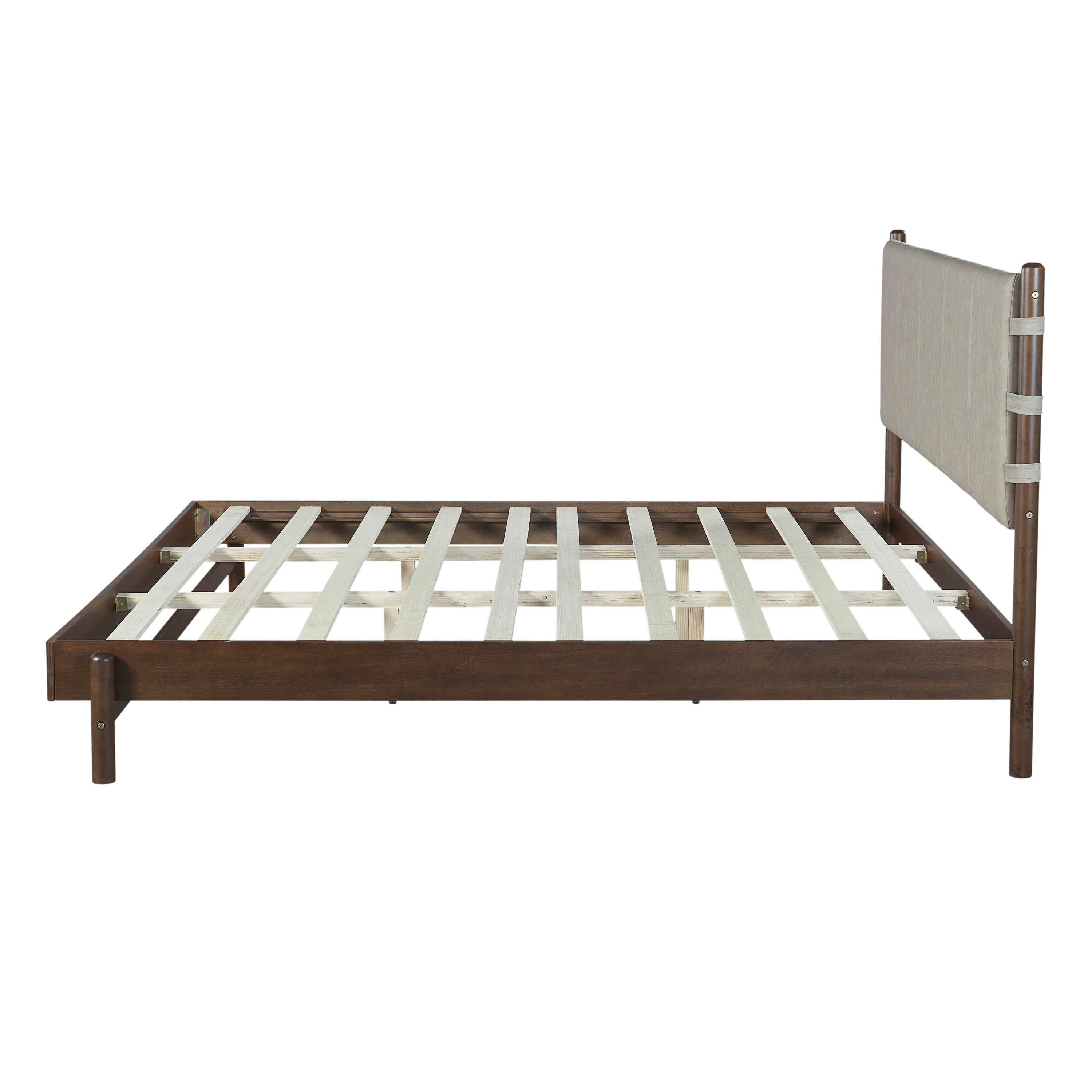 Premium Rubber Wood Platform Bed Frame, King Size with Headboard