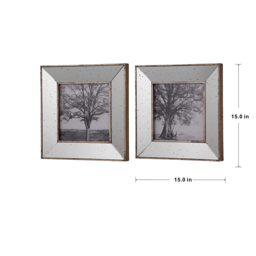 Vintage Reflective Picture Frames (Set of 2) - Silver