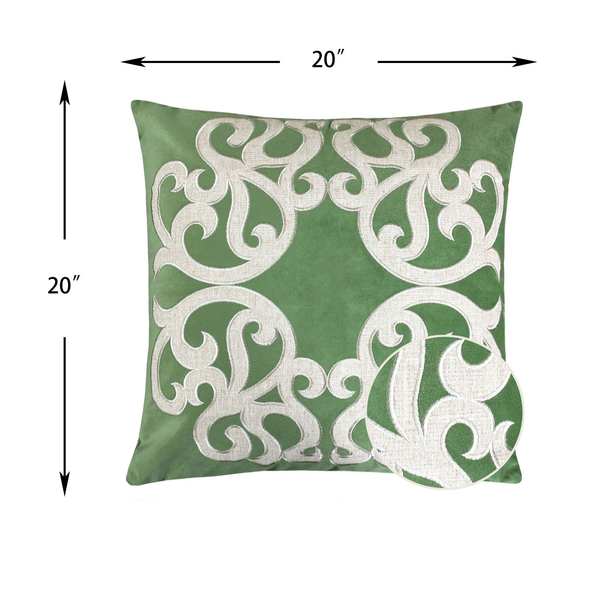 Dora Vintage Vine Pillow Covers With Hidden Zipper (Set of 2) - Green