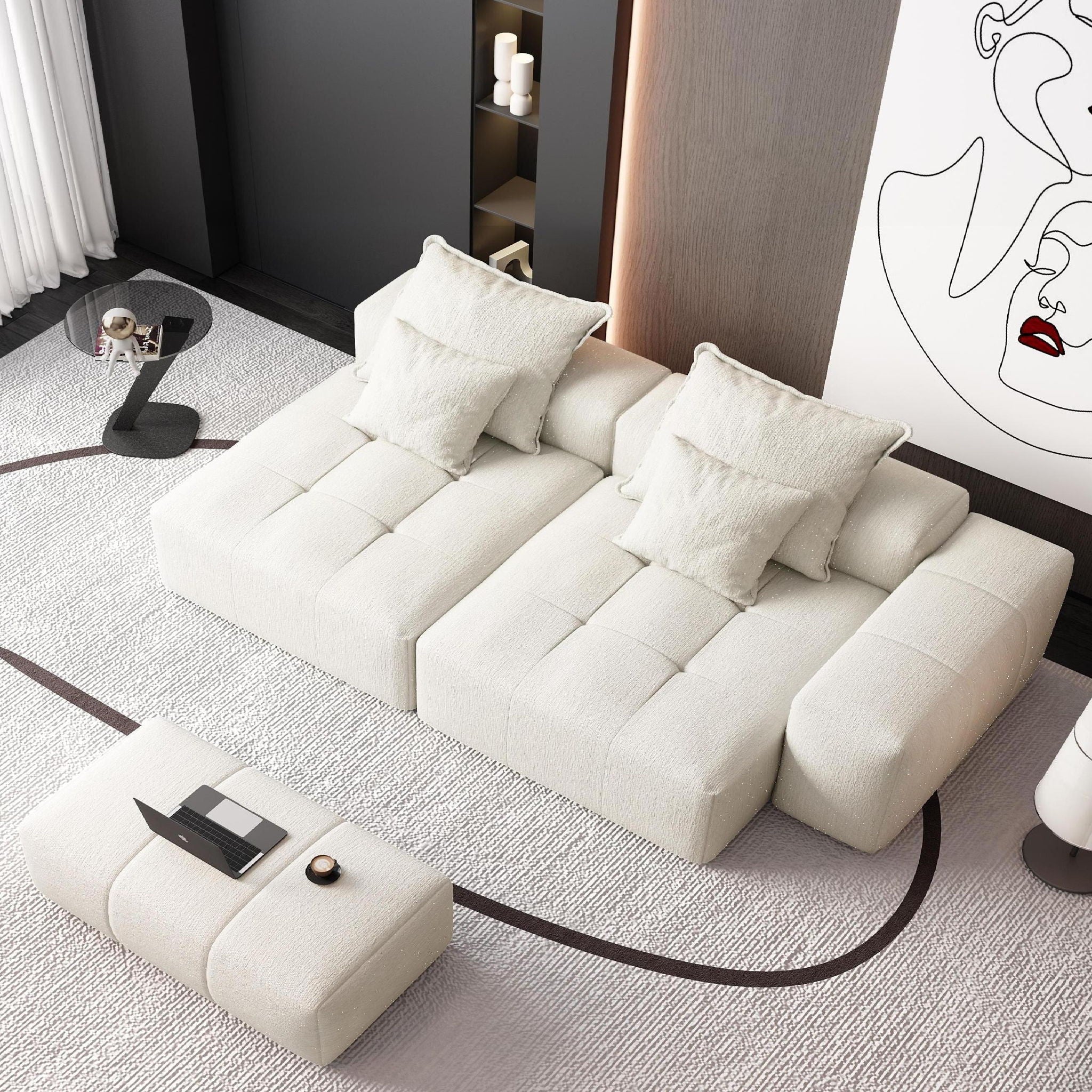 Modern Oversized DIY Combination Modular Sectional Sofa With Pillows
