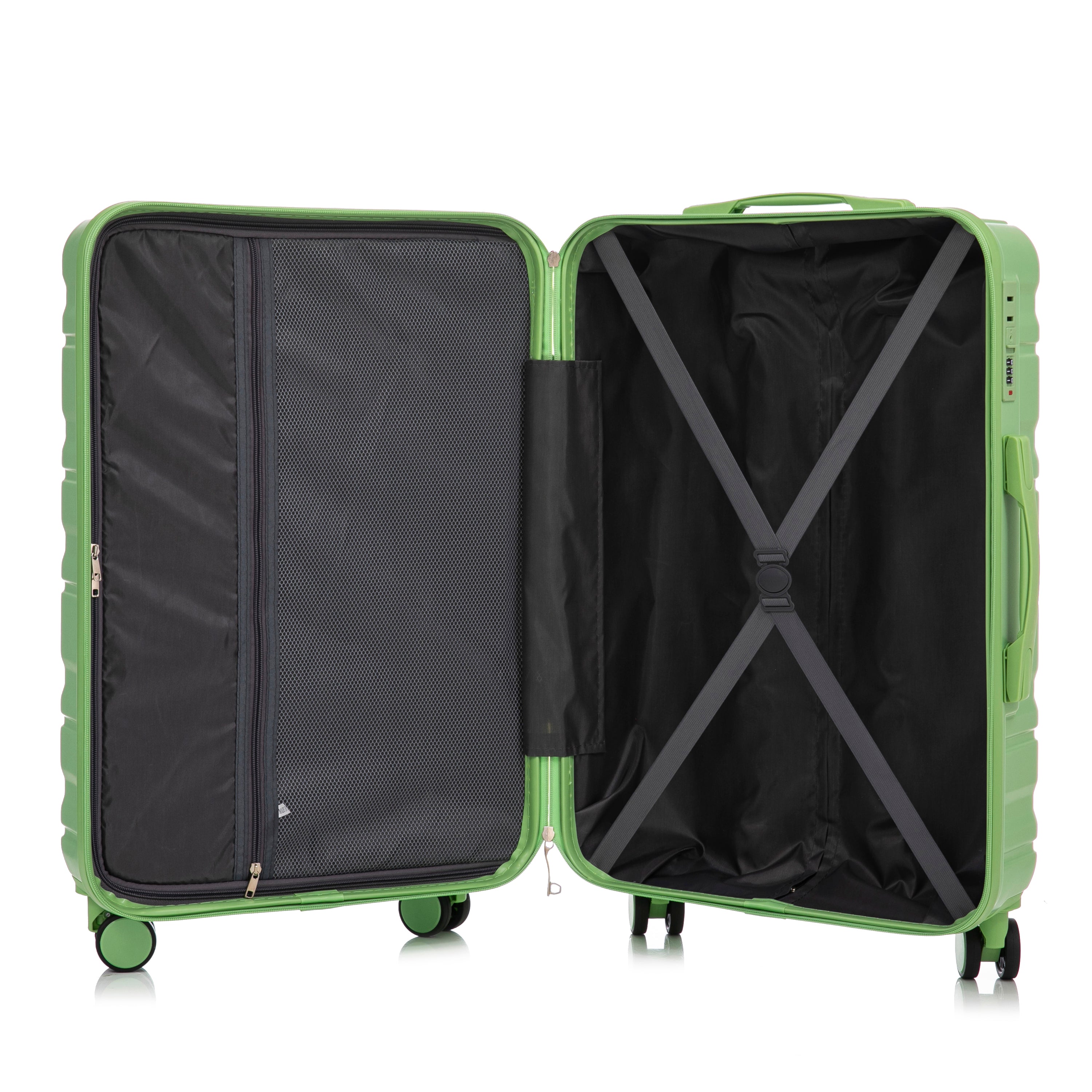 HIFINE Tourist 3-Piece Spinner Wheel Luggage Set in Green