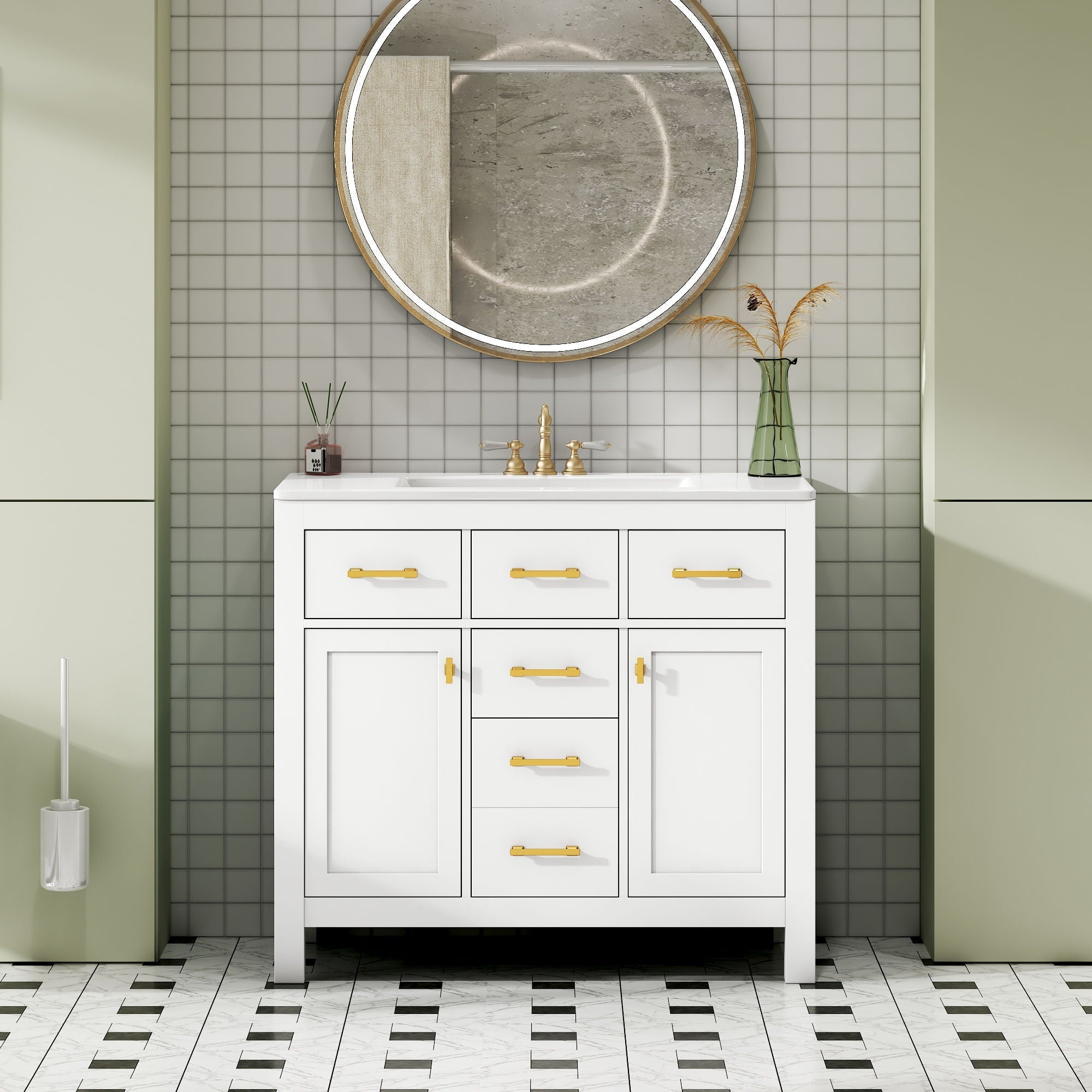 Bathroom Vanity With Sink Combo Set, Modern Bathroom Cabinet With 4 Drawers