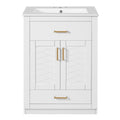 Modern Bathroom Vanity With Integrated Ceramic Sink, 2 Door Cabinet With Tip-Out Drawer