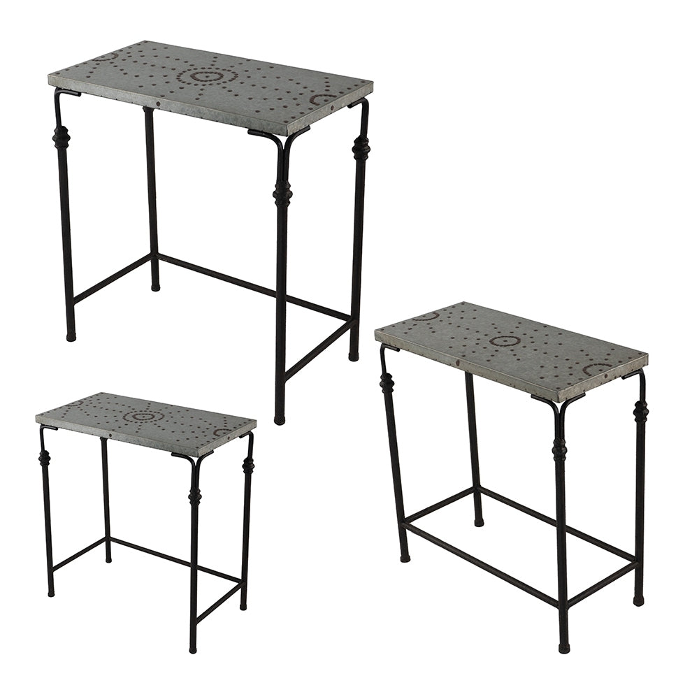 Set of 3 Gilbert Nesting Tables Metal Plant Stand