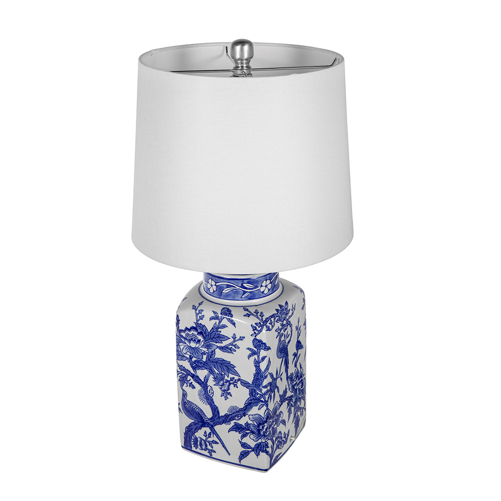 13x25' Blue and White Ceramic Vase Lamp