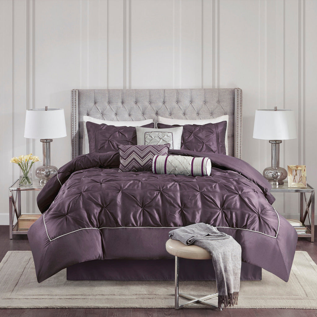 7 Piece Tufted Comforter Set Plum Full