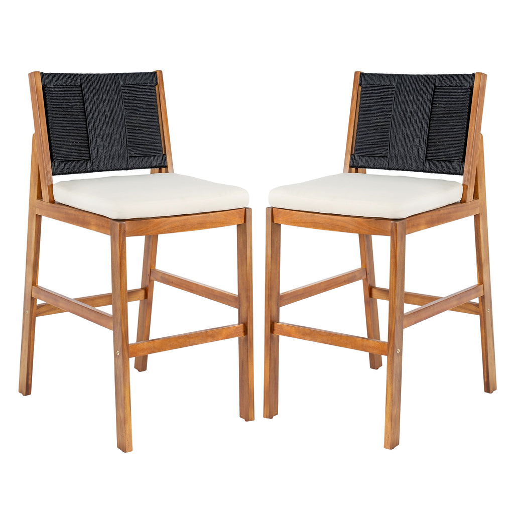 Outdoor Acacia Wood Bar Stools (Set of 2)