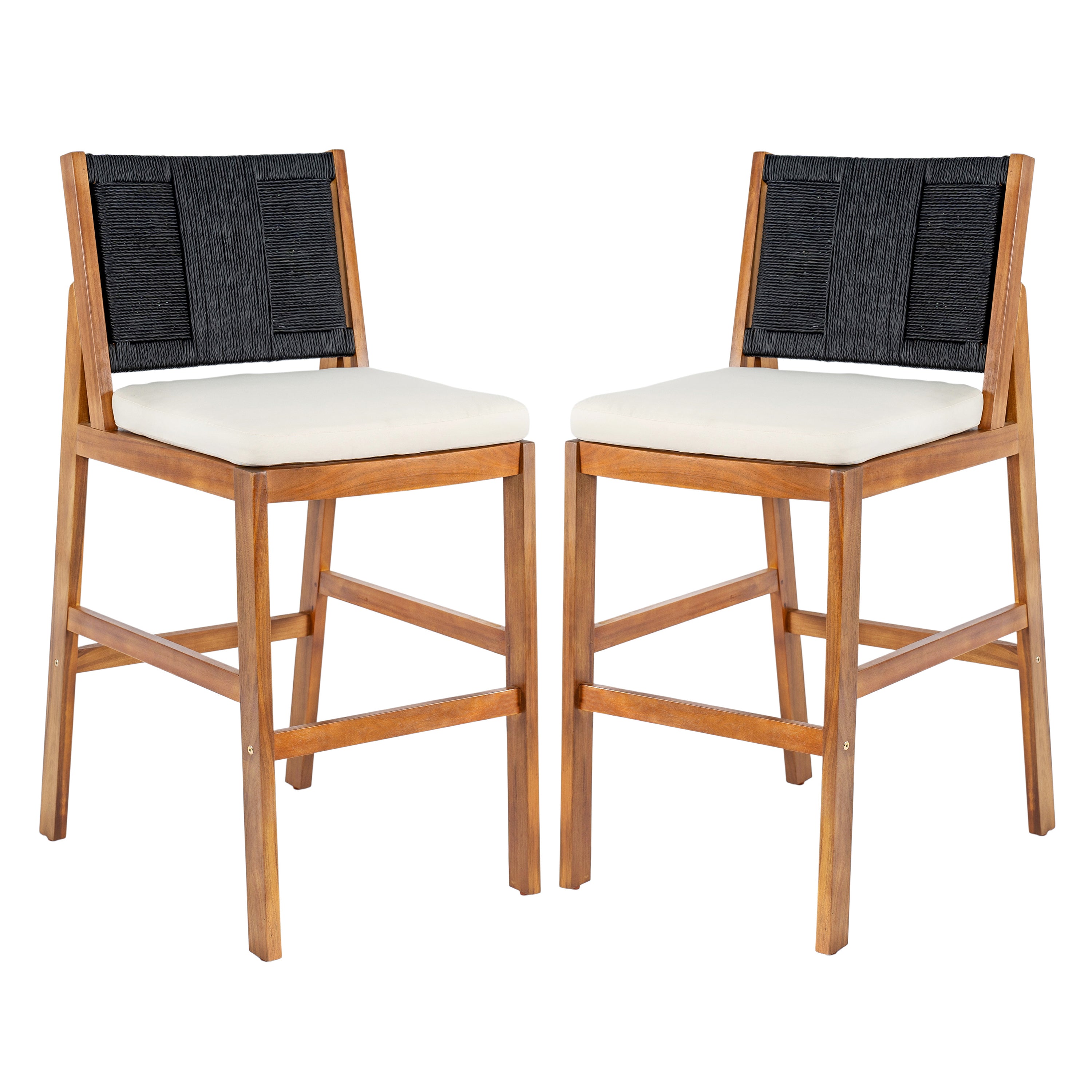 Outdoor Acacia Wood Bar Stools (Set of 2)