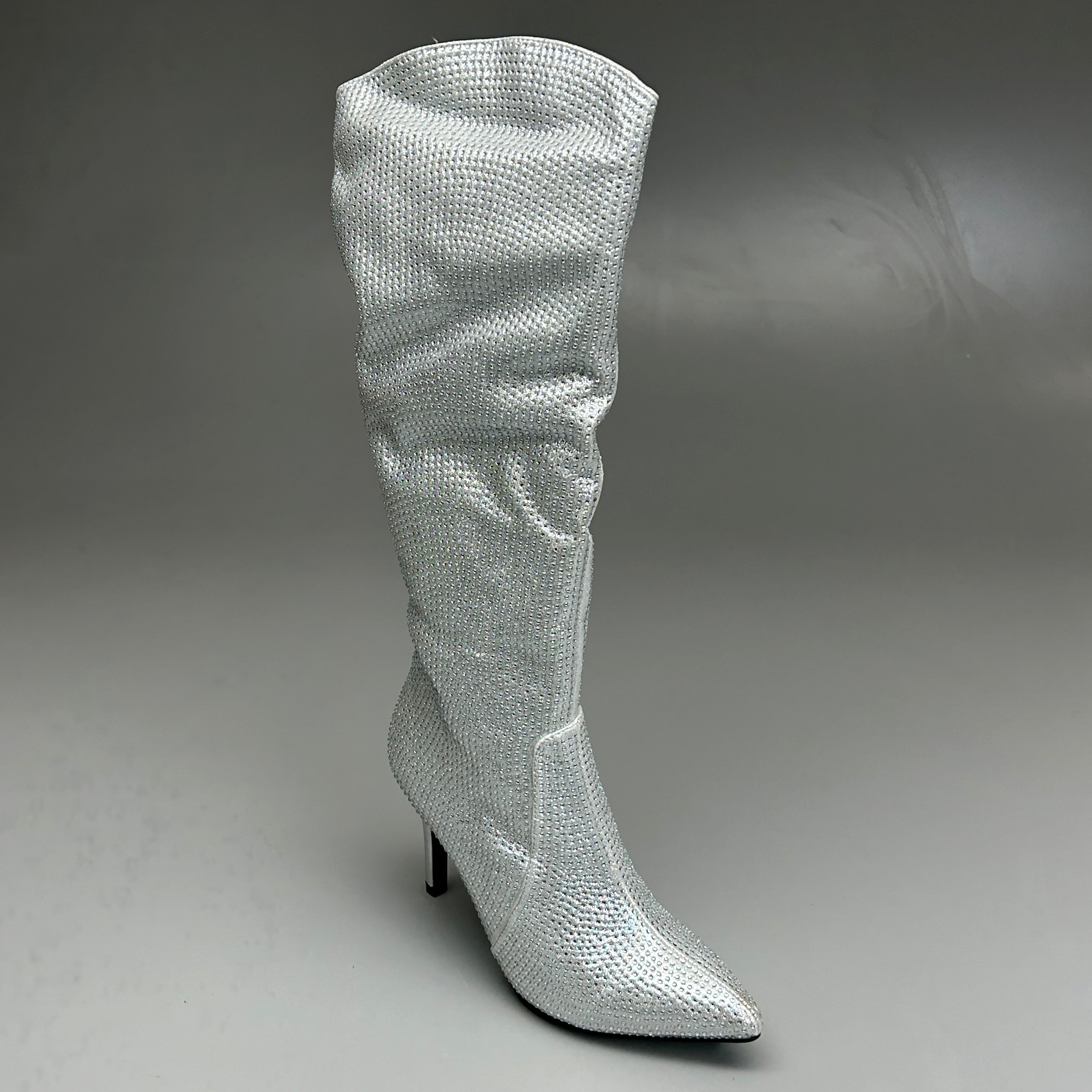 MIA Mackynzie Silver Stone Tall Heeled Boots Sz 6M Q100302