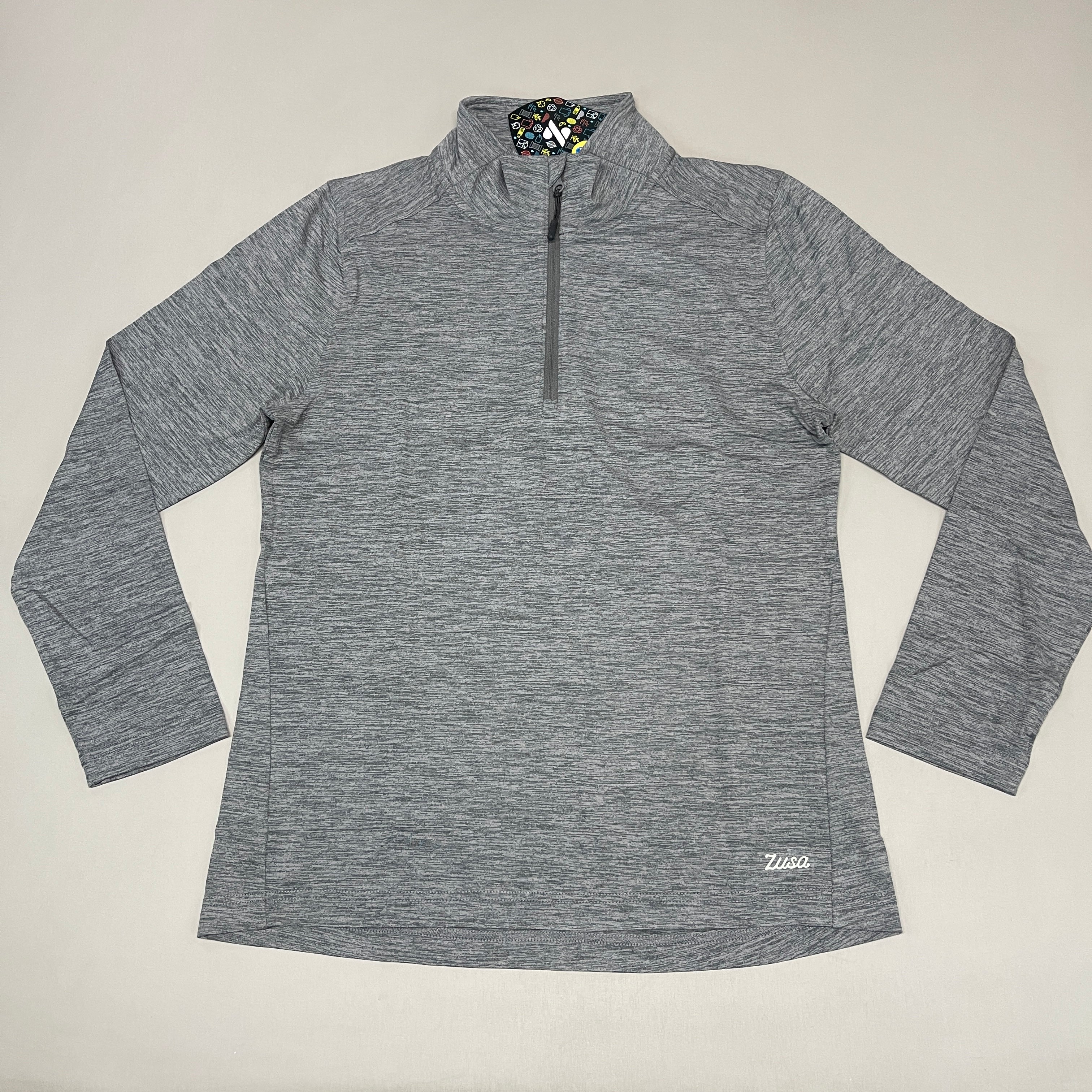 ZUSA Pull Over Shirt Long Sleeve Brisk Quarter Zip Women's Sz M Charcoal Heather (New)