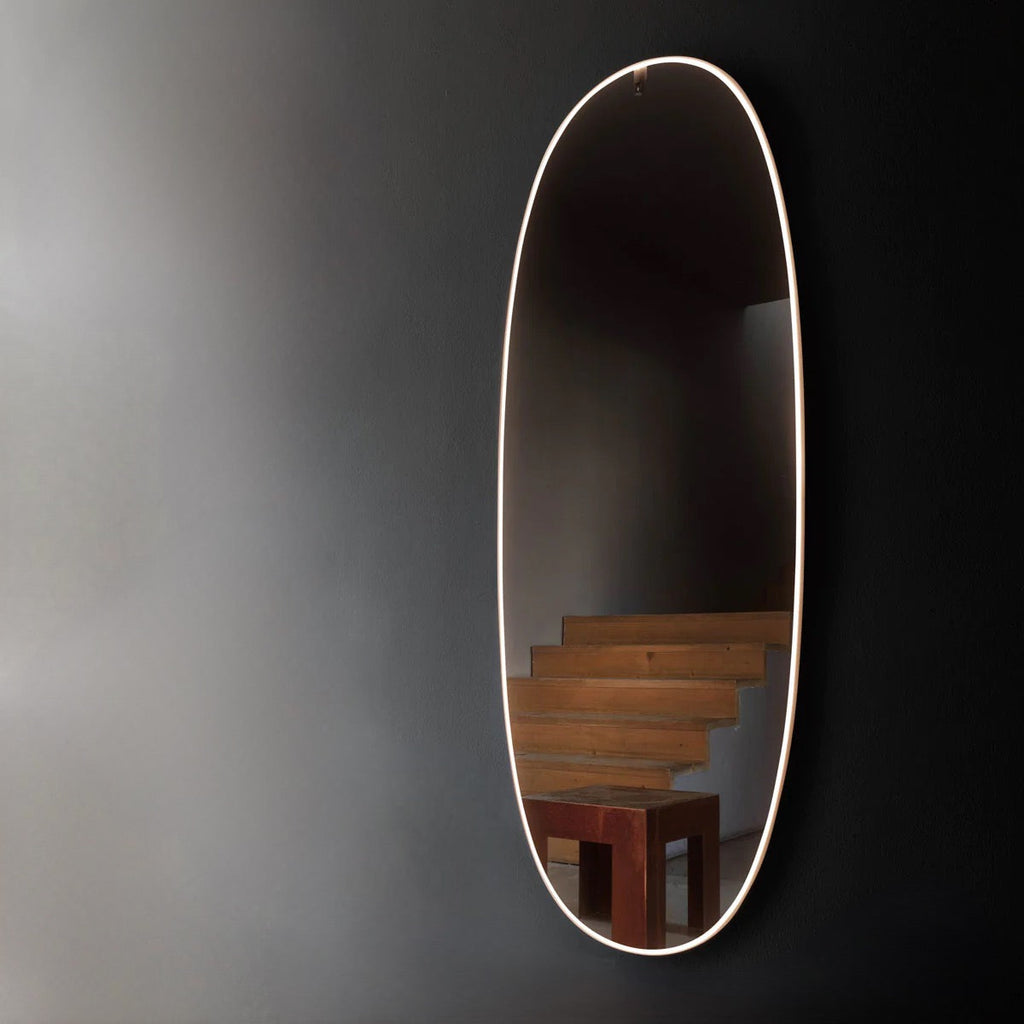 FLOS LA Plus Belle Plug US Brill Wall Mounted LED Mirror Silver 80" Aluminum Frame FU368164A (New)