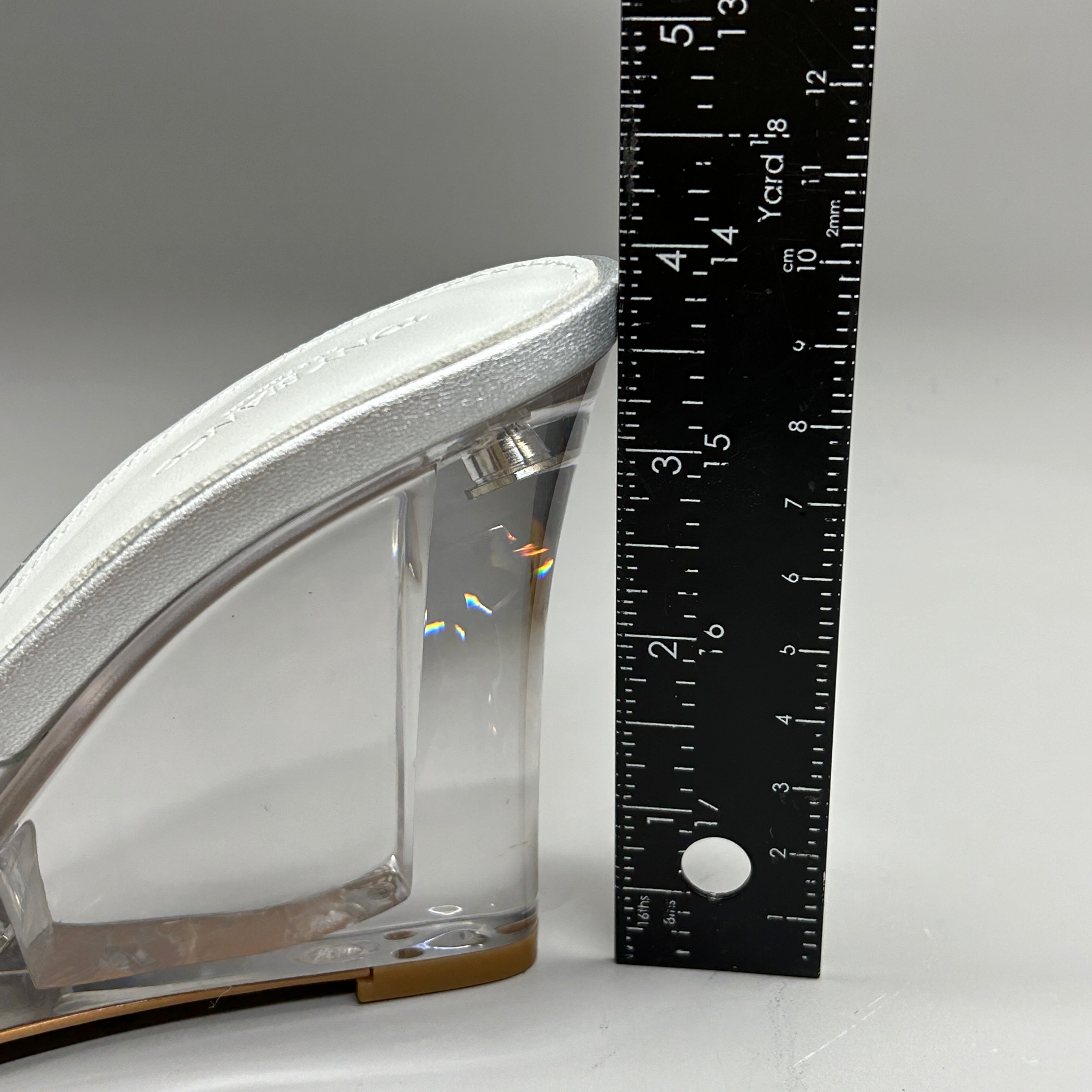 TONY BIANCO Alessi Clear Vinylite/Silver Wedges Women's Heels Sz 6 (New)